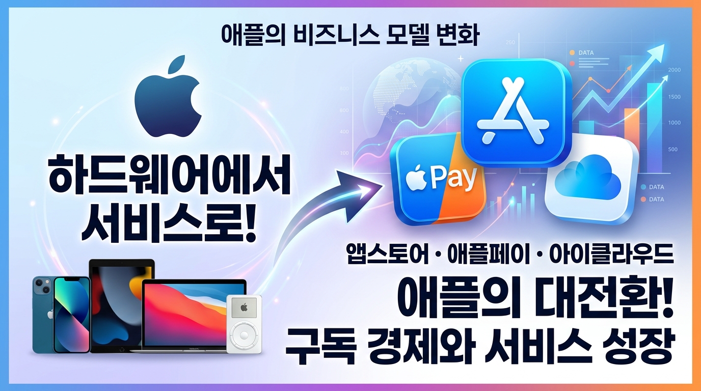 [나스닥 이야기] '마진율 76.7%'의 충격과 하드웨어 한계 극복, 애플(AAPL) 서비스 매출 비중 확대가 재정의하는 미래 밸류에이션
